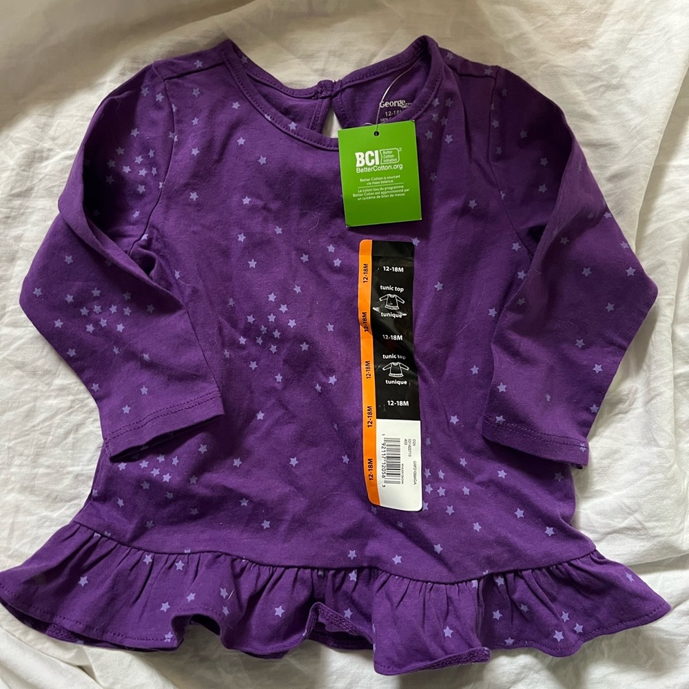 3/$20 Purple Starry Long Sleeve Kids Top
